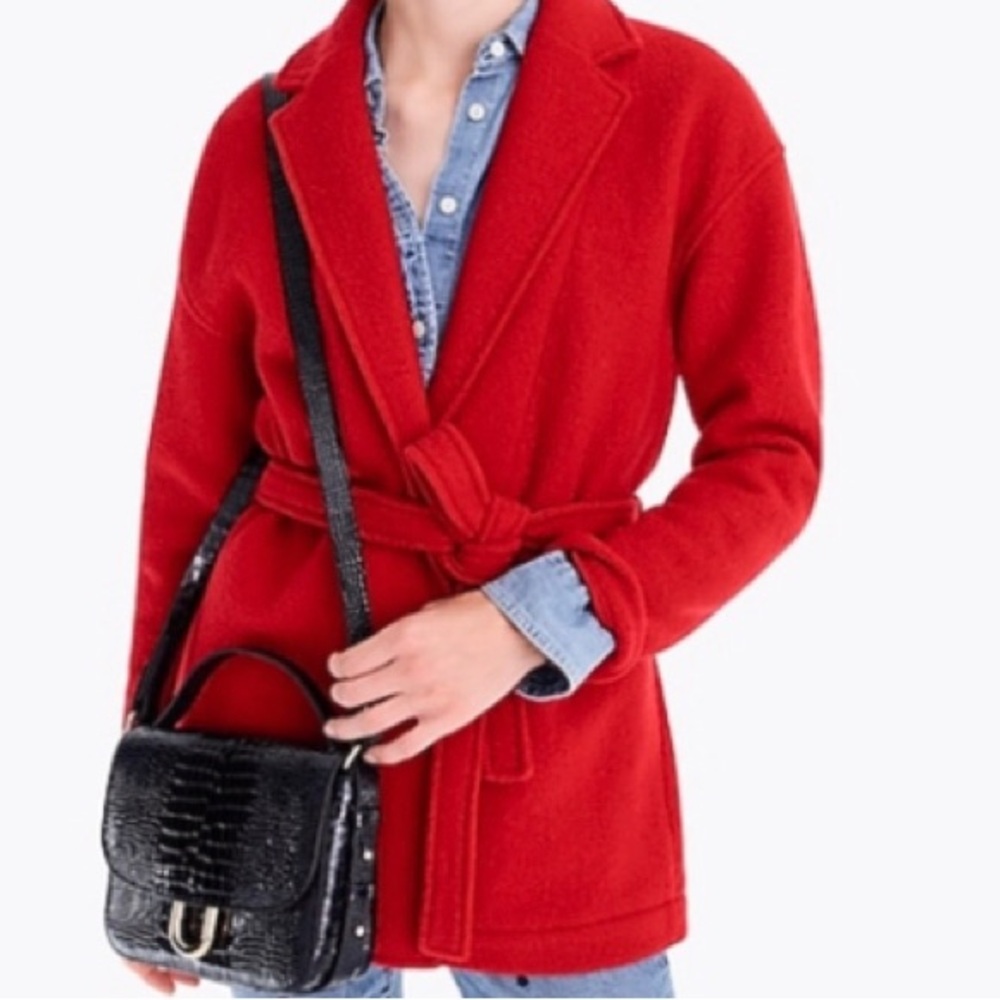 J.Crew Italian boiled Wool red Jacket size medium